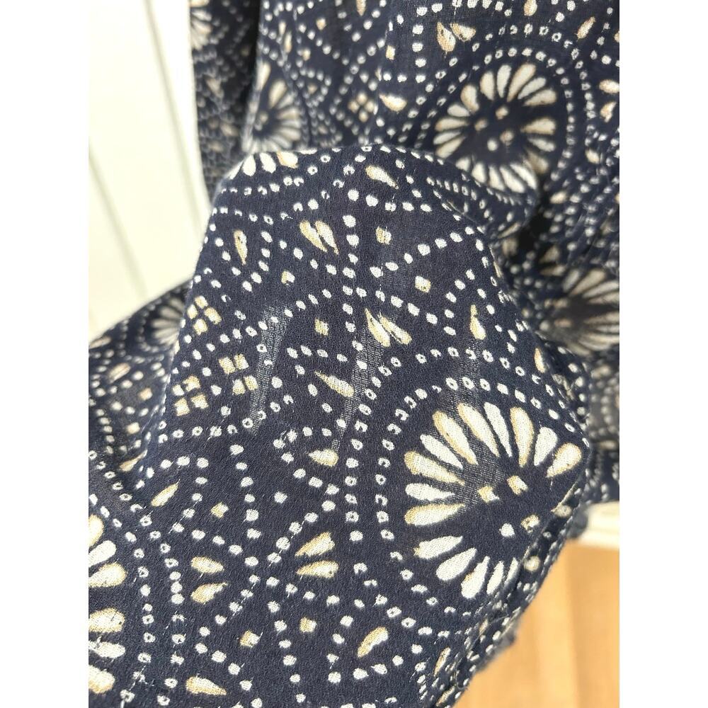 Lucky Brand Navy Floral Medallion Boho Tunic Top Long Sleeve Rayon Medium - Picture 3 of 8